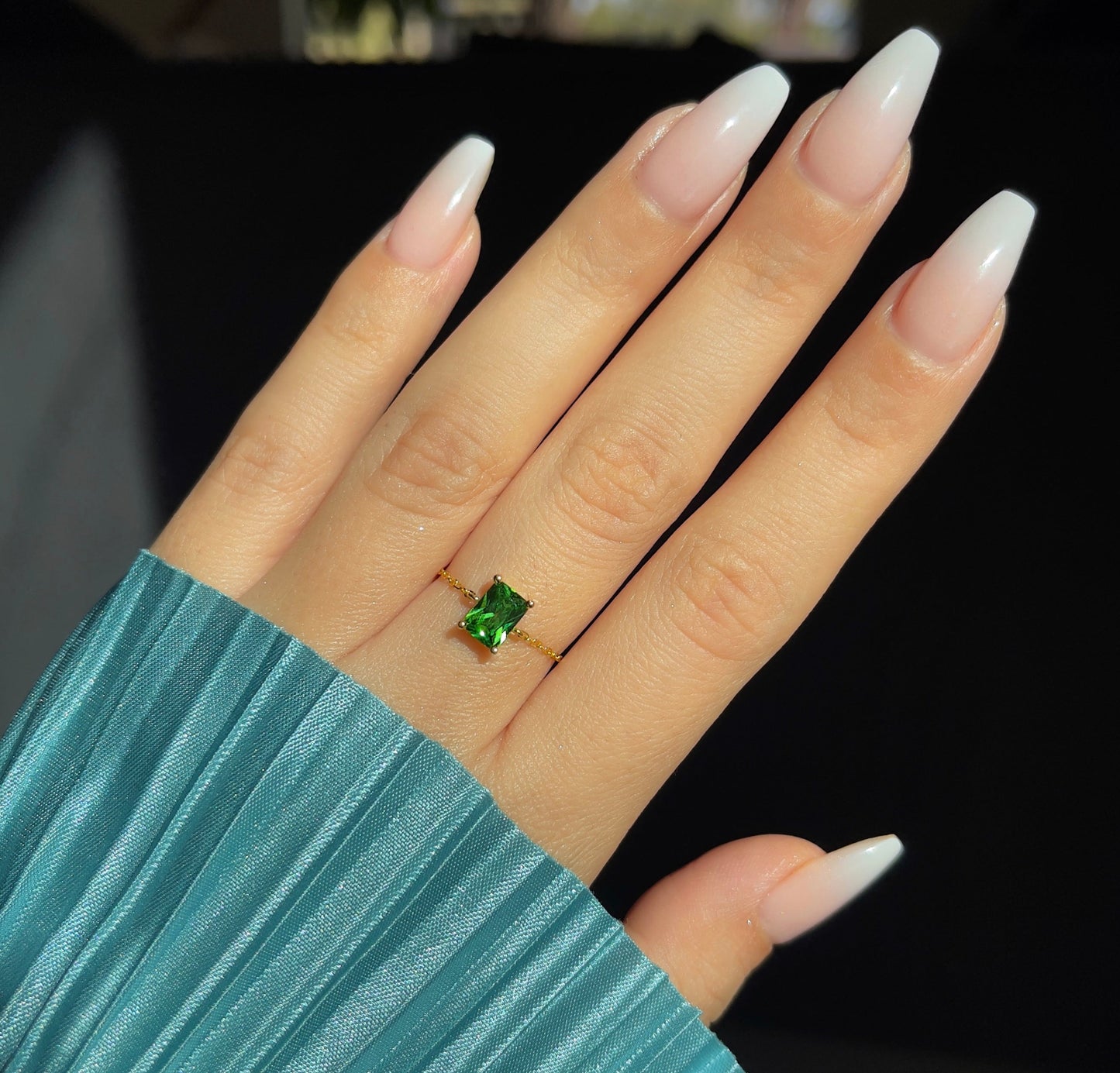 Emerald Chain Ring