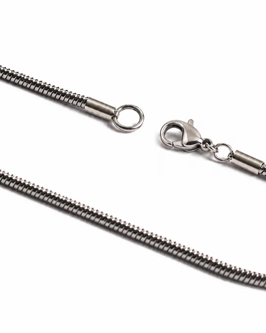Silver Snake (Silver) 2mm - stainless steel silver unisex bracelet, alternate angle