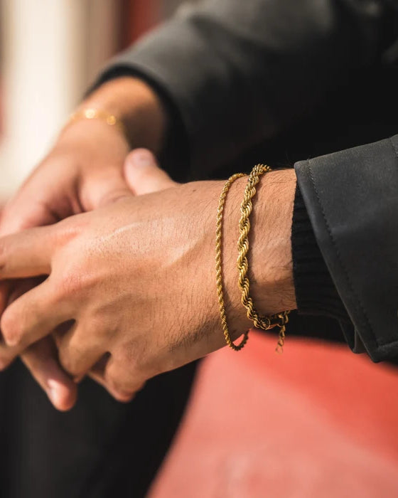 Gold Rope + Rope Stack Bracelet - stainless steel gold men's bracelet, main product photo