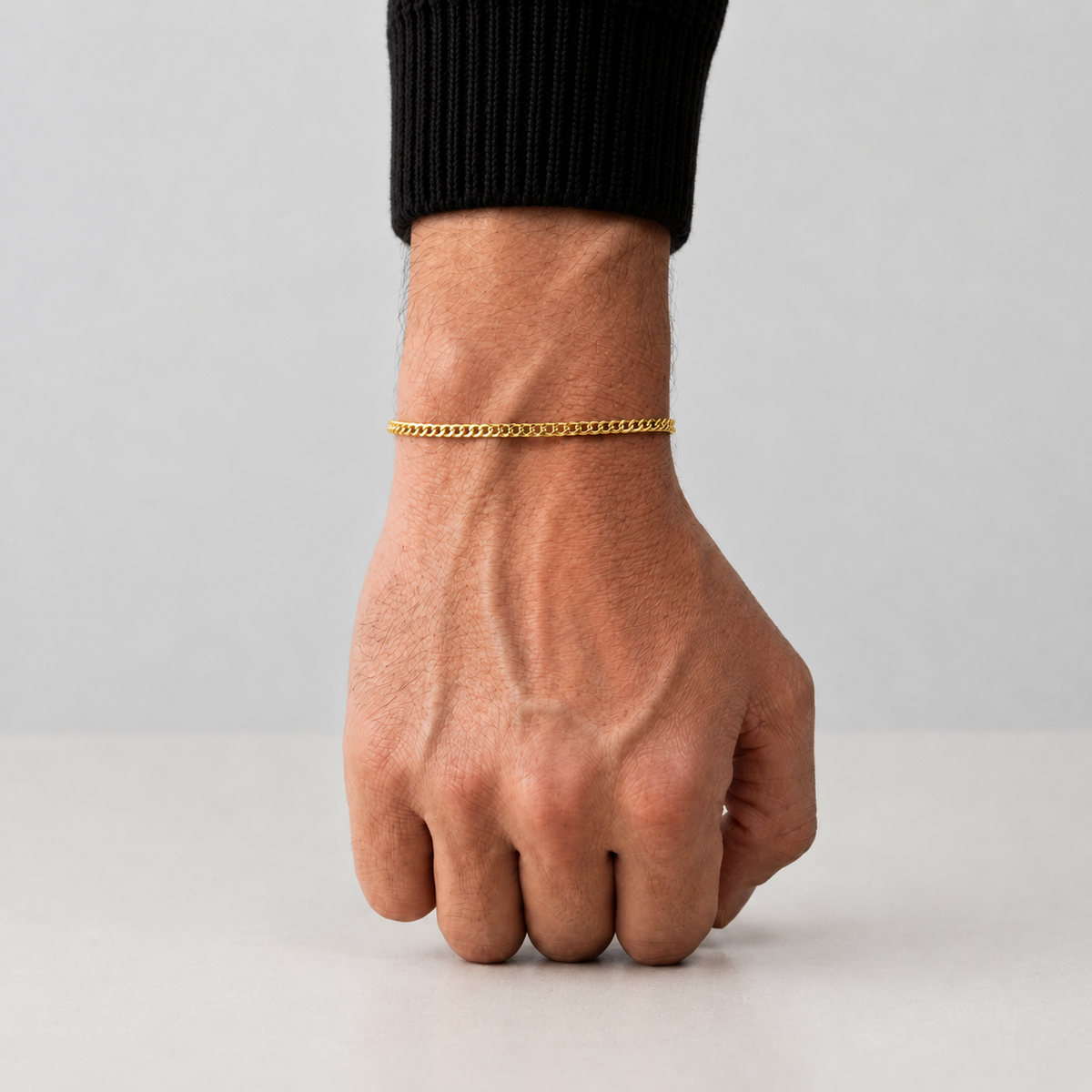 Connell Bracelet (Gold) 2mm - stainless steel gold men's bracelet, main product photo