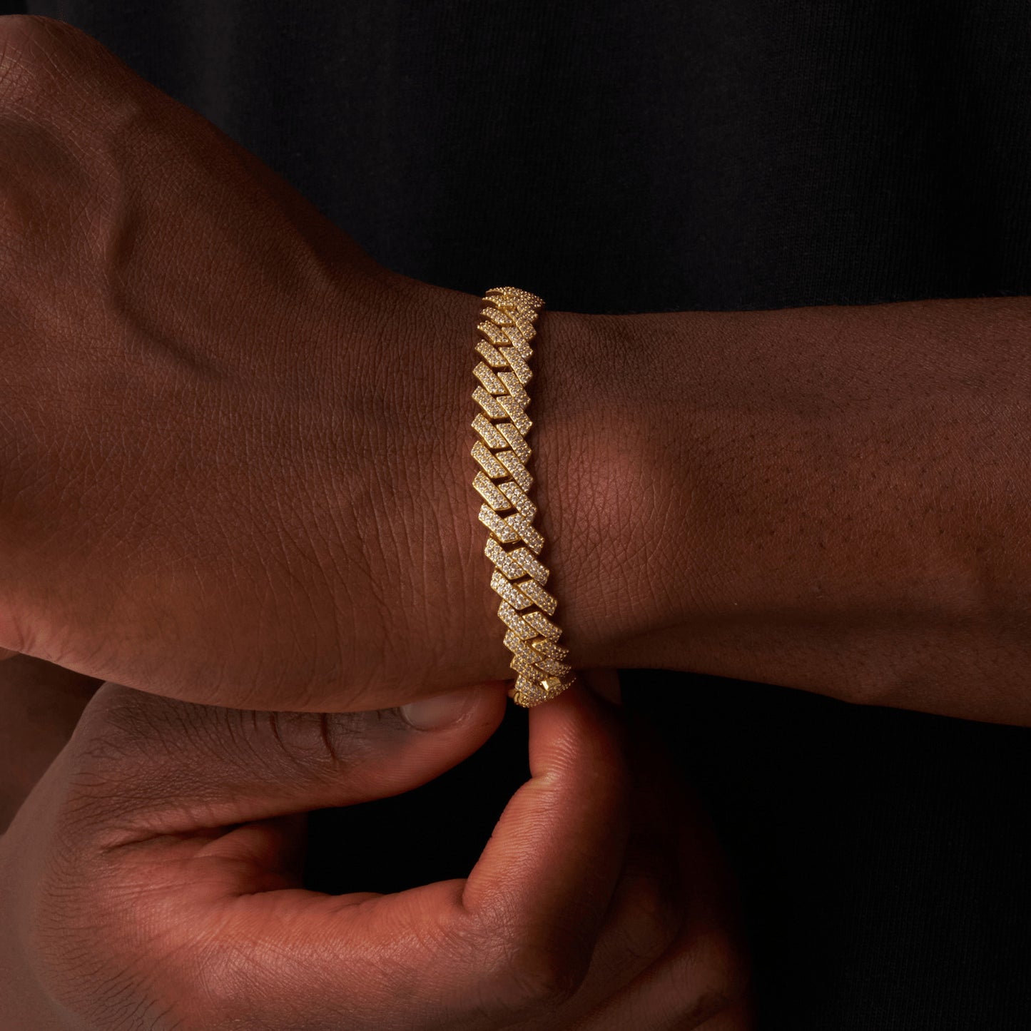 PRONG LINK ICED CUBAN BRACELET (GOLD) 8MM