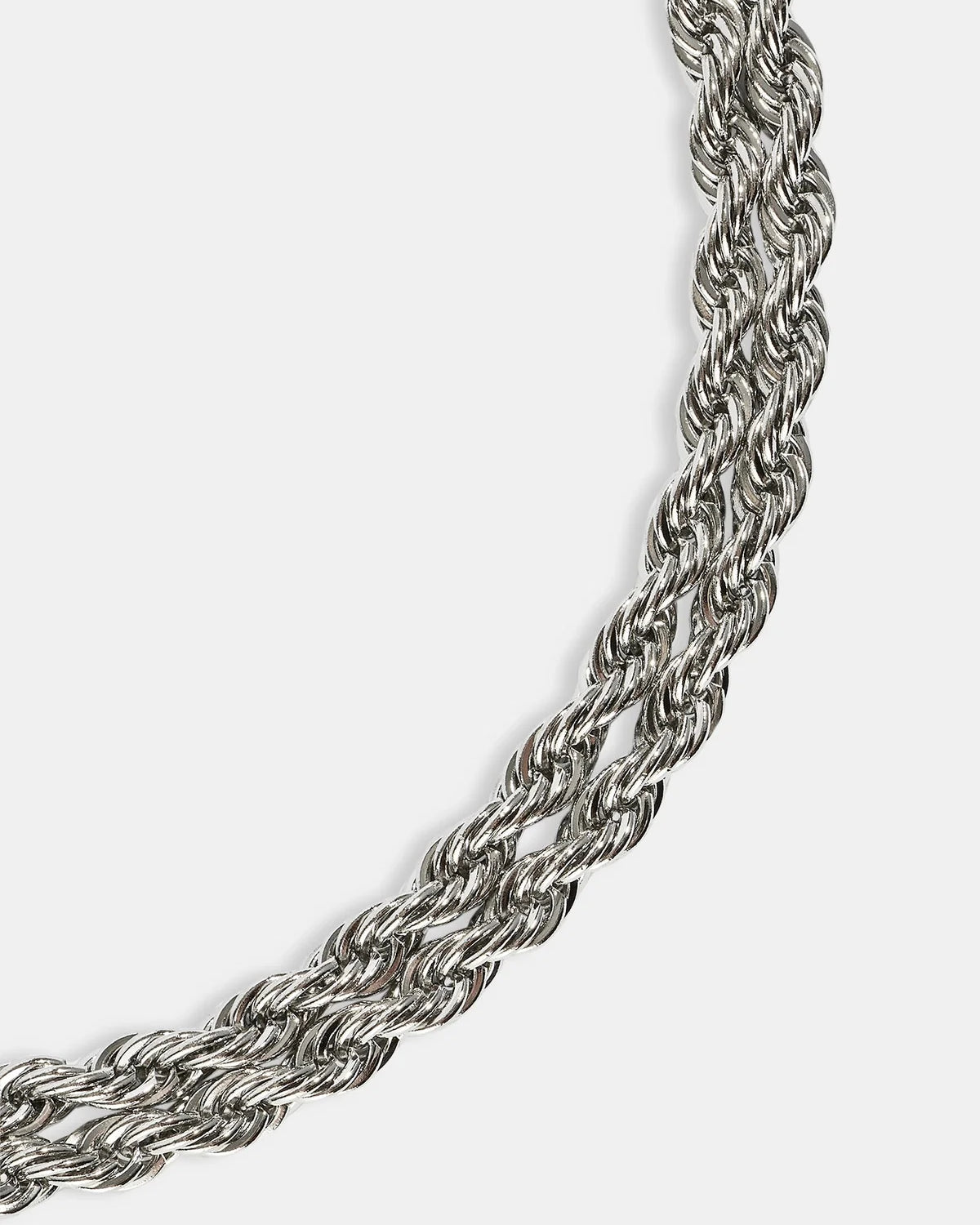Double Rope Bracelet - 2mm - White - stainless steel silver unisex bracelet, detail shot