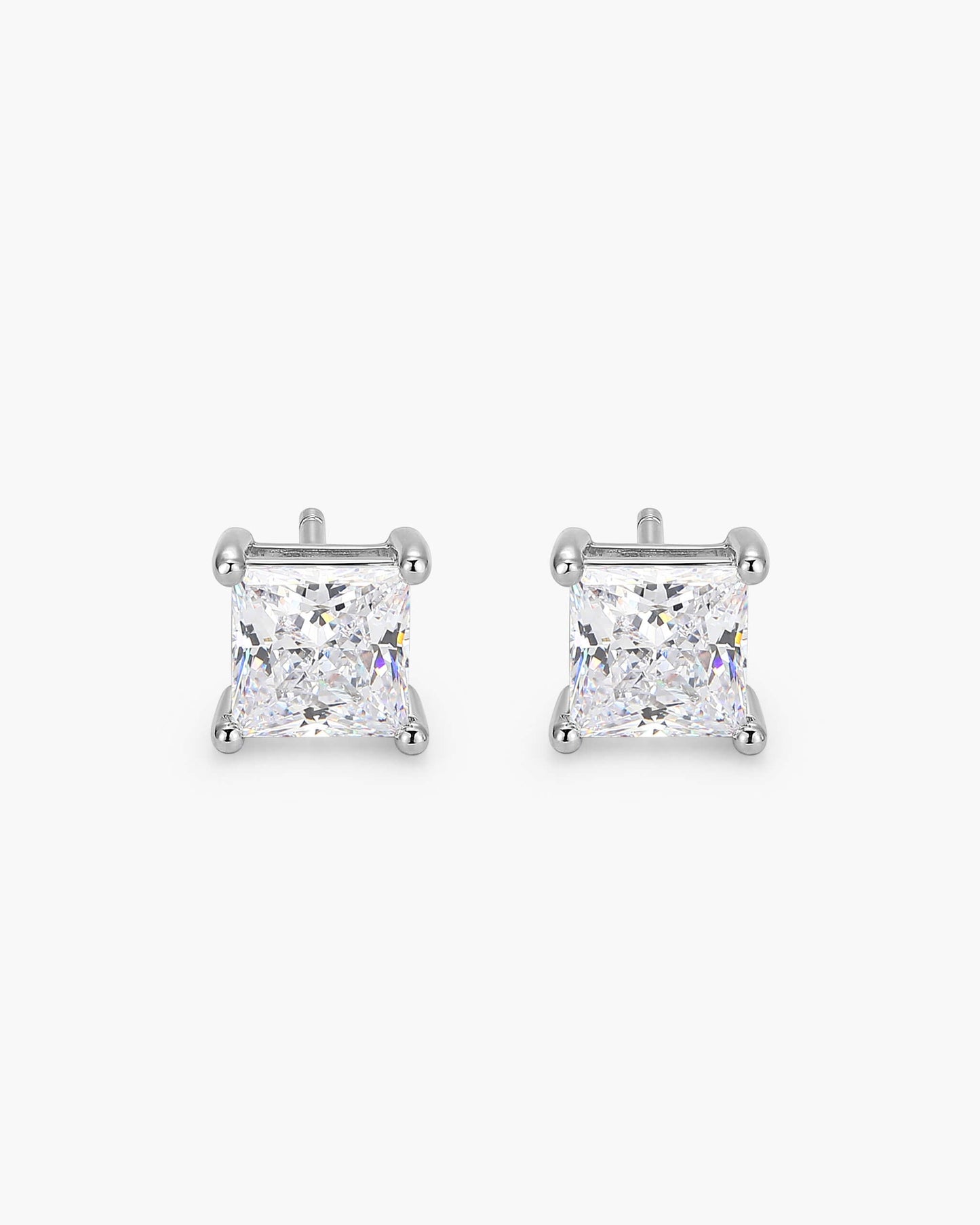 Square Stud Earrings - Silver