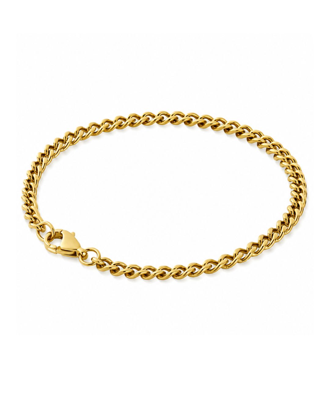 Cuban Bracelet (Gold) 4mm - gold-plated stainless steel men's bracelet, main product photo