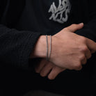 Silver Cuban + Rope Stack Bracelet - stainless steel silver men's bracelet, alternate angle