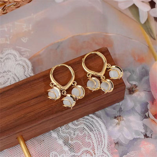 Golden Moonstone Drop Earrings