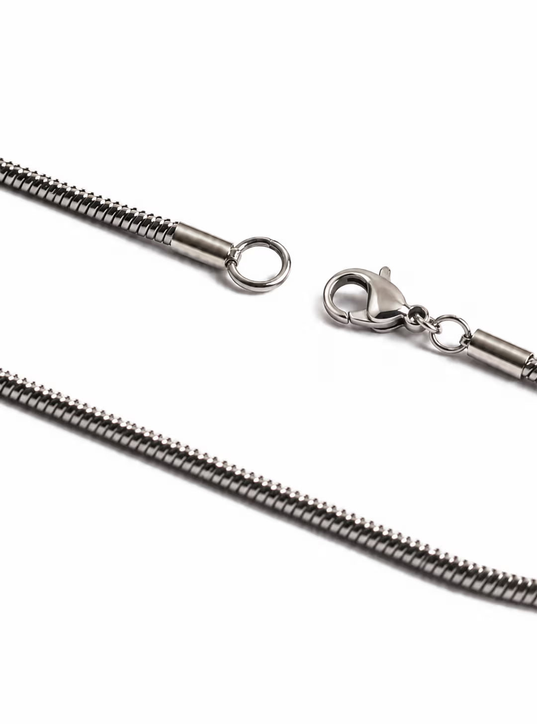 Silver Snake (Silver) 2mm - stainless steel silver unisex bracelet, alternate angle