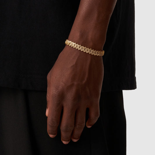 PRONG LINK ICED CUBAN BRACELET (GOLD) 8MM