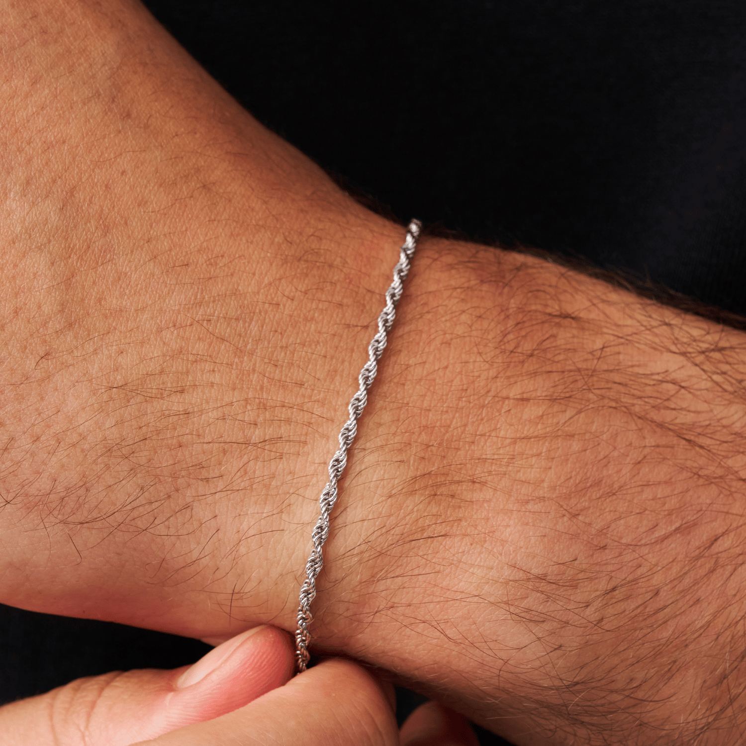 Silver Rope Chain BSilver Rope Chain Bracelet for Men Women