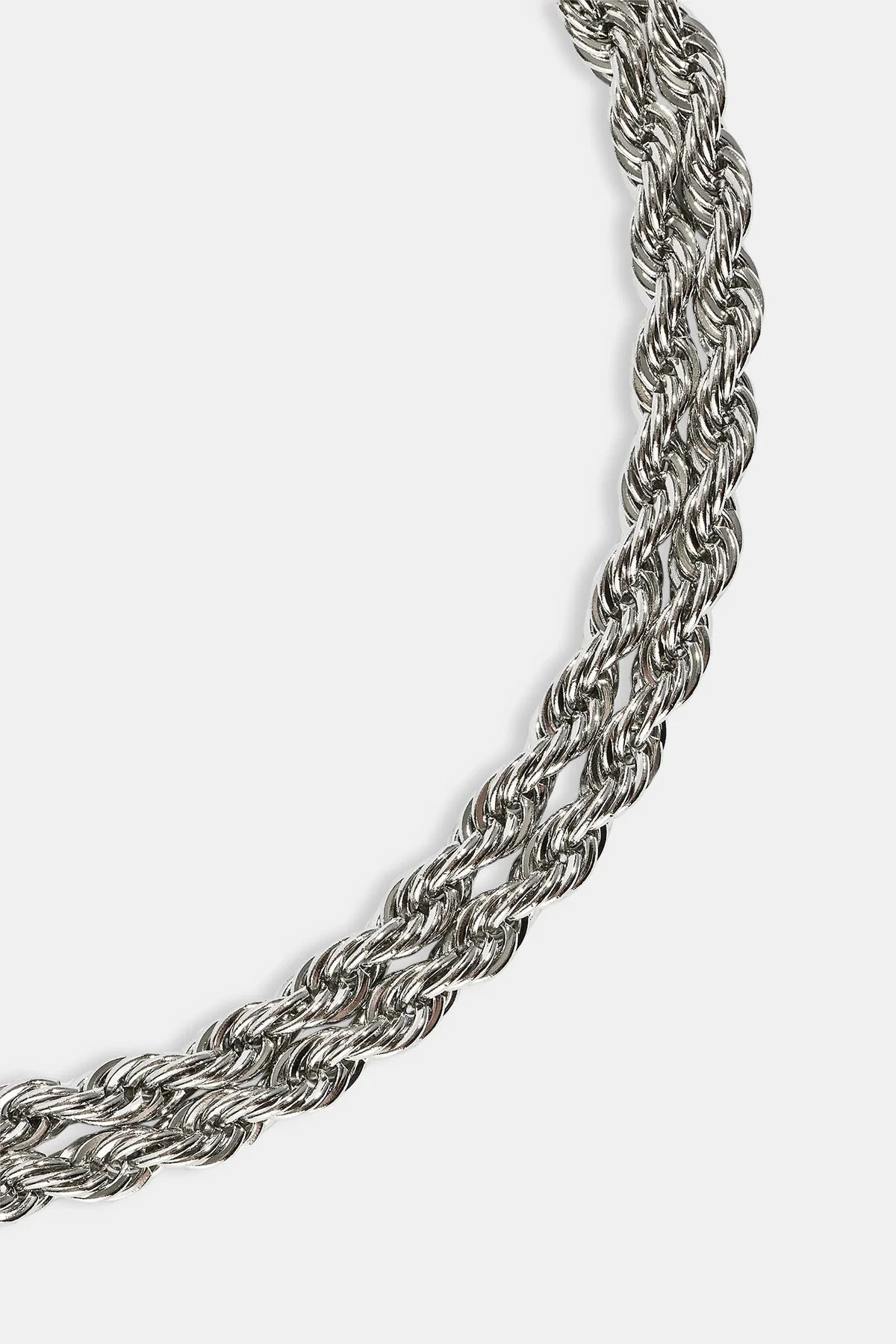 Double Rope Bracelet - 2mm - White - stainless steel silver unisex bracelet, detail shot