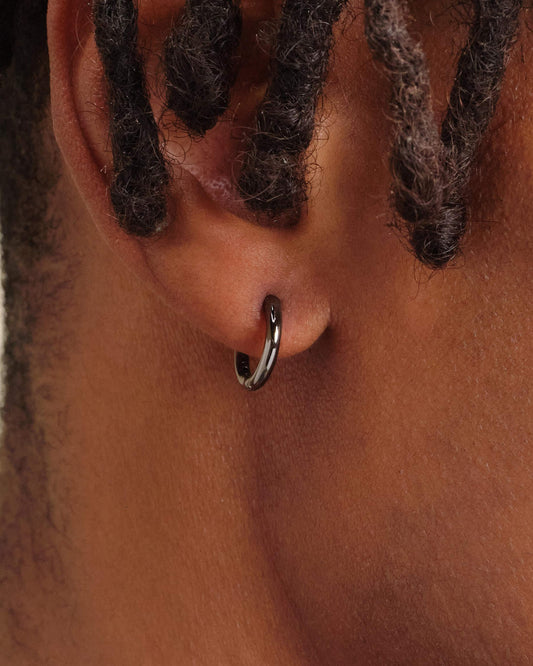 Thin Hoop Earrings - Black
