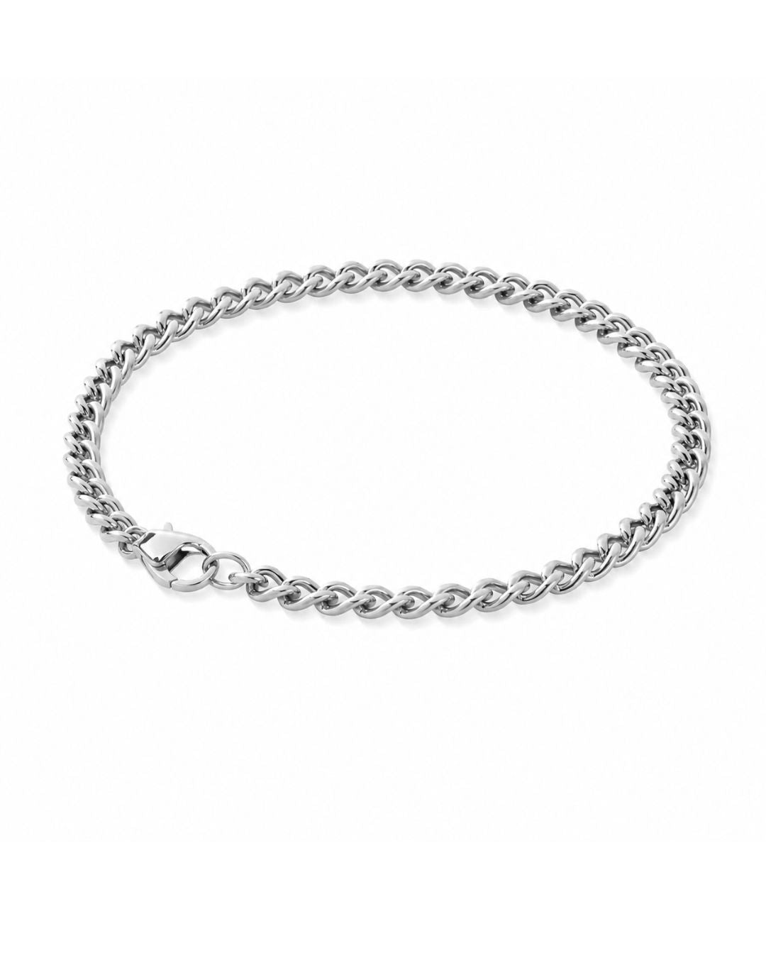 Cuban Bracelet (Silver) 4mm - stainless steel men's bracelet, main product photo